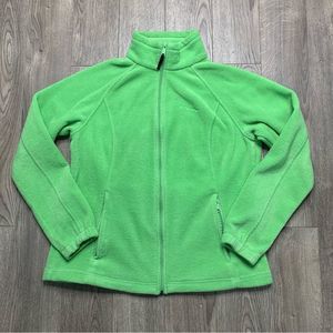 Columbia Fleece Jacket Womens XL Full Zip Sweatshirt Green Mock Neck Sweater